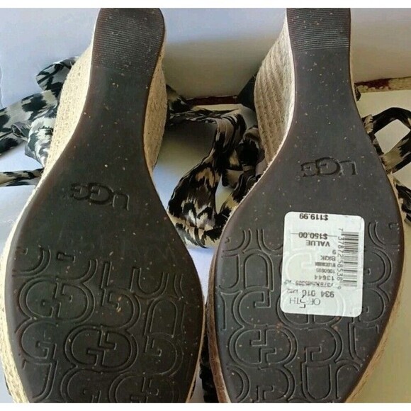 Ugg Australia Lucianna Espadrilles  Sandals Size 9 Wedge Black Gray Strappy - Picture 6 of 6